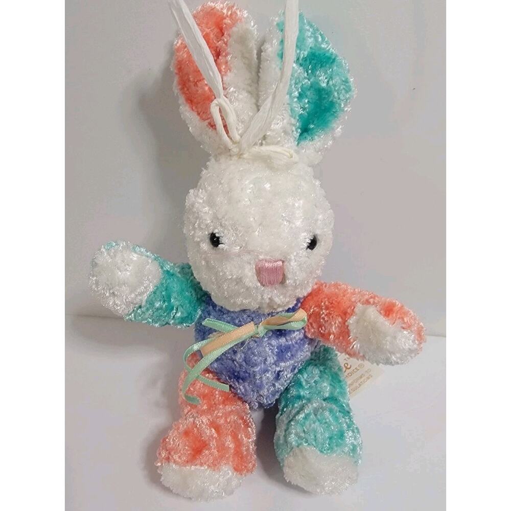 Dan Dee Small Easter Bunny Rabbit Beanbag Plush Stuffed Animal Colorblock Vtg