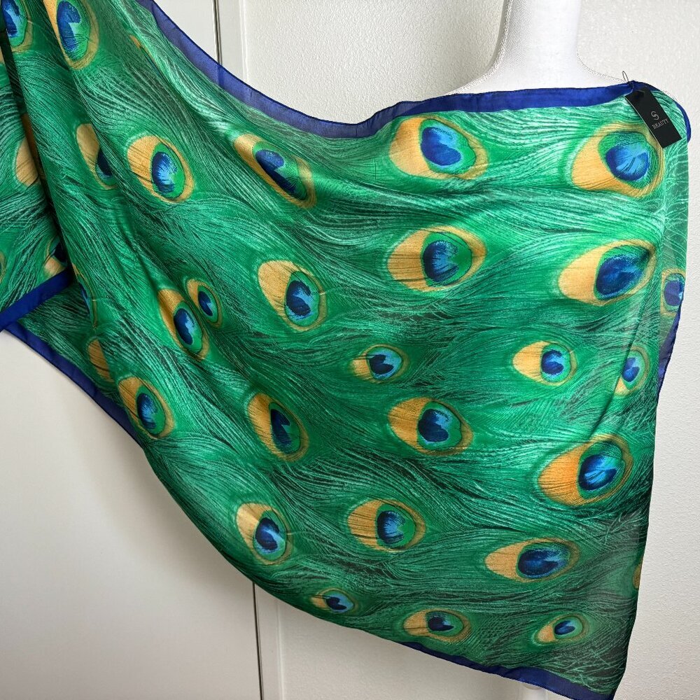 NWT Sarong 100% Silk Peacock feathers