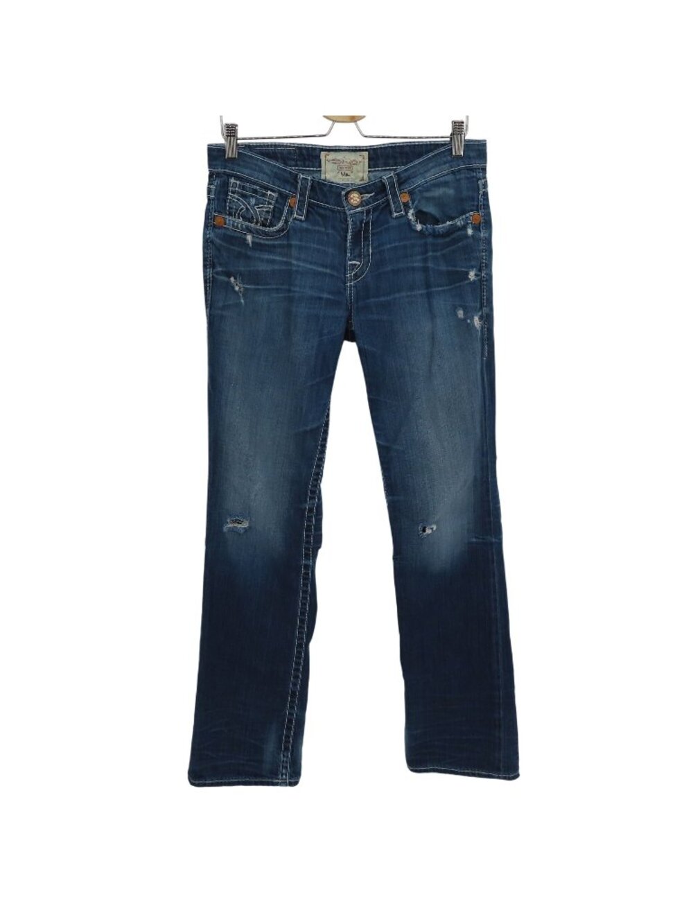 Big Star Women 28 Long 28L Miki Distressed Whiskered Blue Denim Jeans Pockets