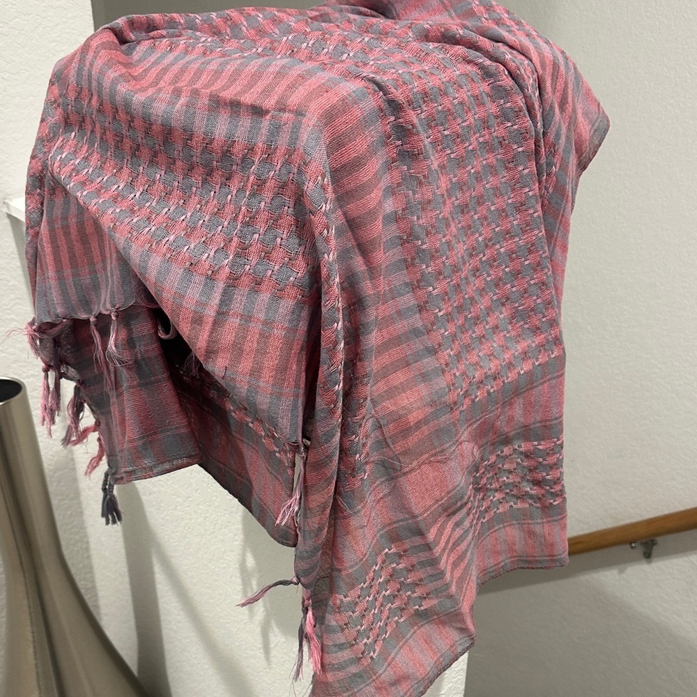 Pink and Gray Checkered Scarf