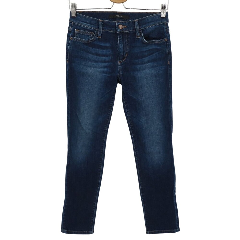 Joes Jeans Women 26 Straight Ankle Solid Dark Blue Wash Denim Pants Cotton Blend