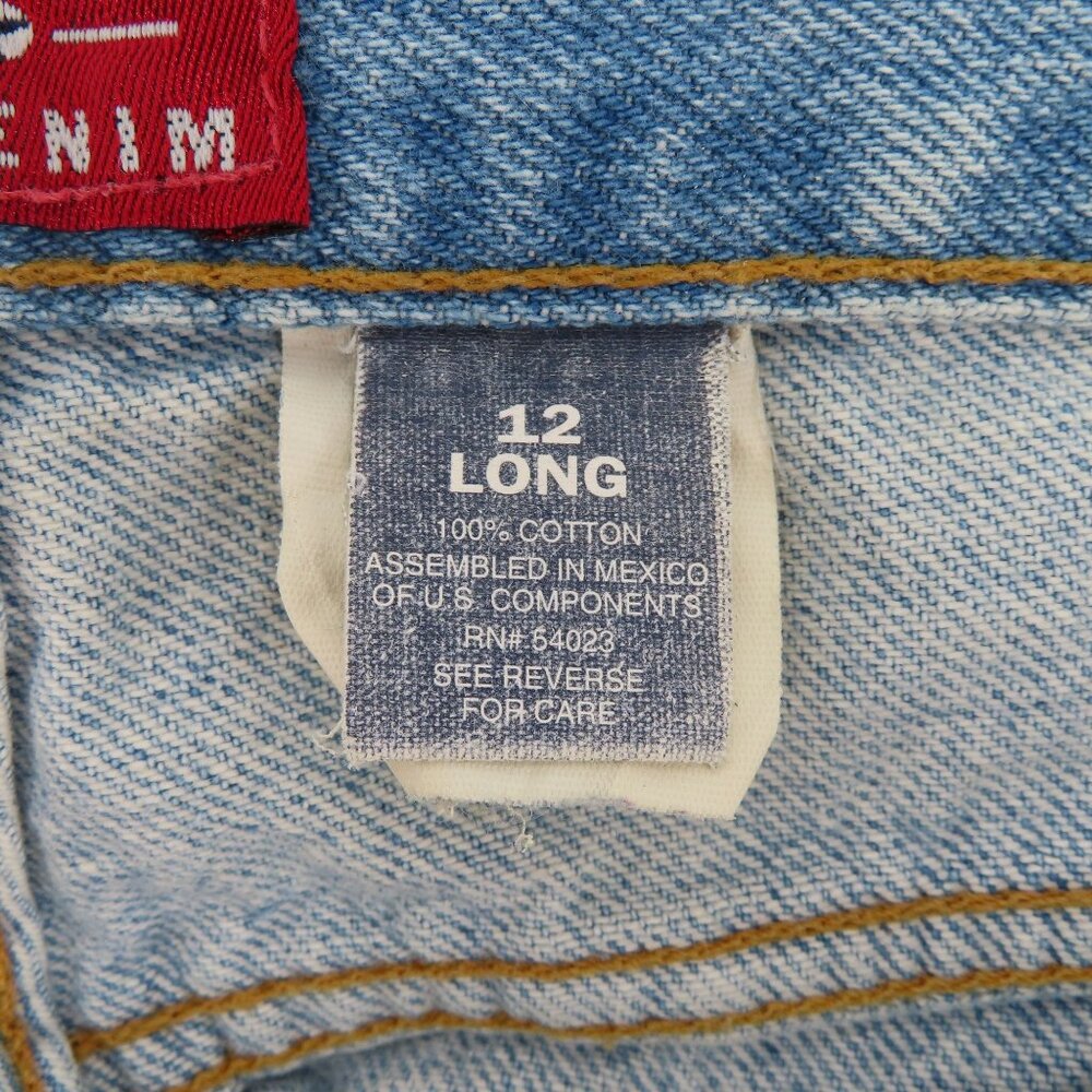Old Navy Womens 12 Long Slim Light Wash Blue Denim Jeans Straight High Rise VTG - Picture 11 of 14
