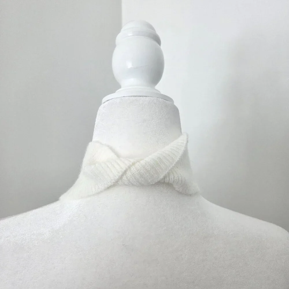 Forever 21 White Off the‎ Shoulder Sweater Large NWT Crisscross Ribbed Coquette - Picture 6 of 12