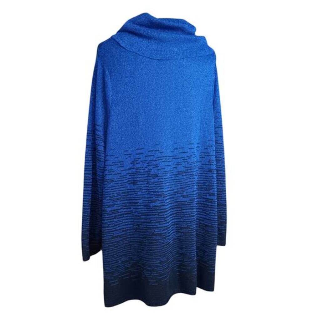 CATHERINES Cowl Long Tunic Sweater 2X Flowy Very Soft Sparkly Royal Blue Black - Picture 6 of 9
