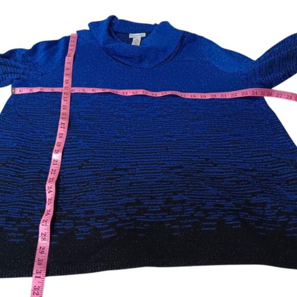 CATHERINES Cowl Long Tunic Sweater 2X Flowy Very Soft Sparkly Royal Blue Black - Picture 8 of 9