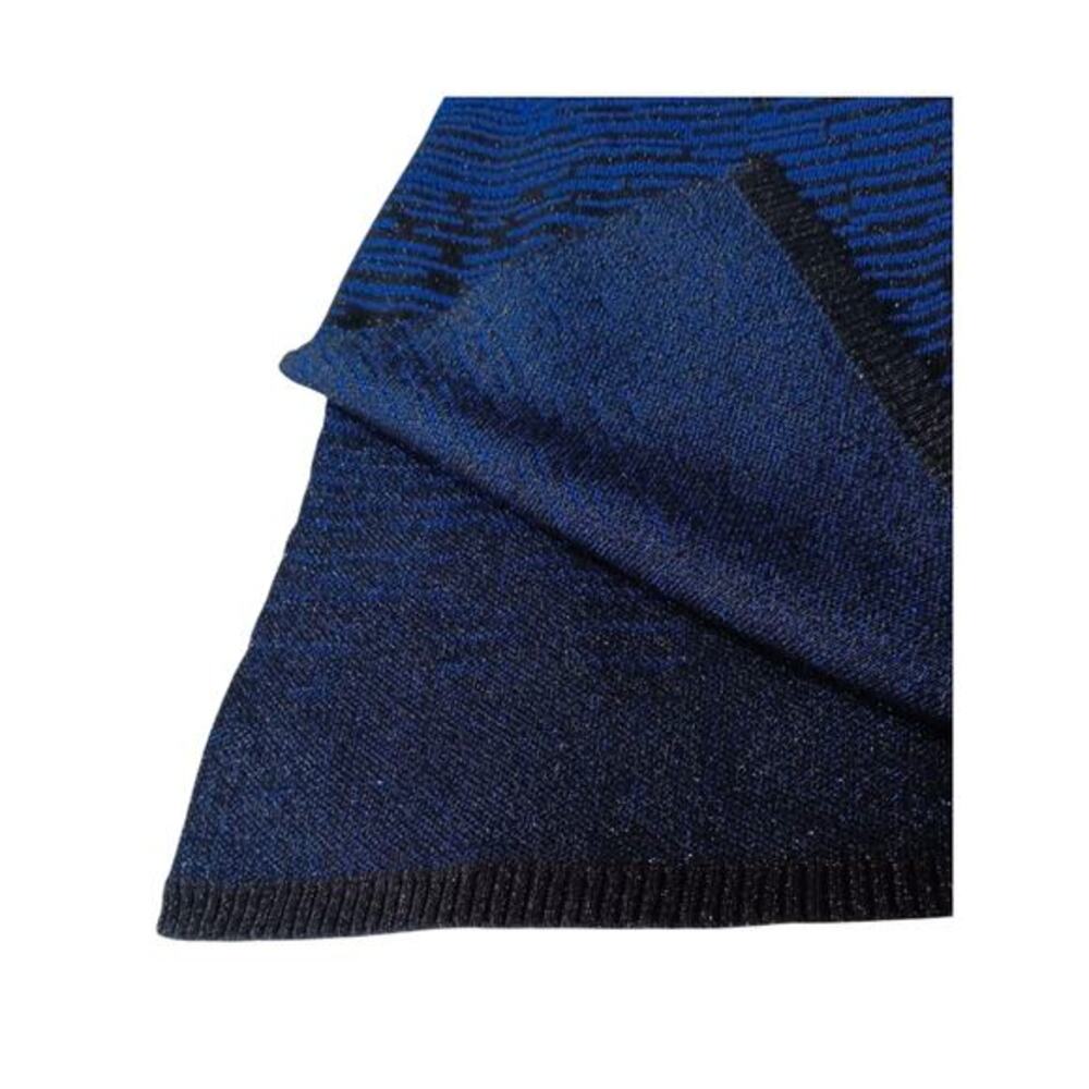 CATHERINES Cowl Long Tunic Sweater 2X Flowy Very Soft Sparkly Royal Blue Black - Picture 9 of 9