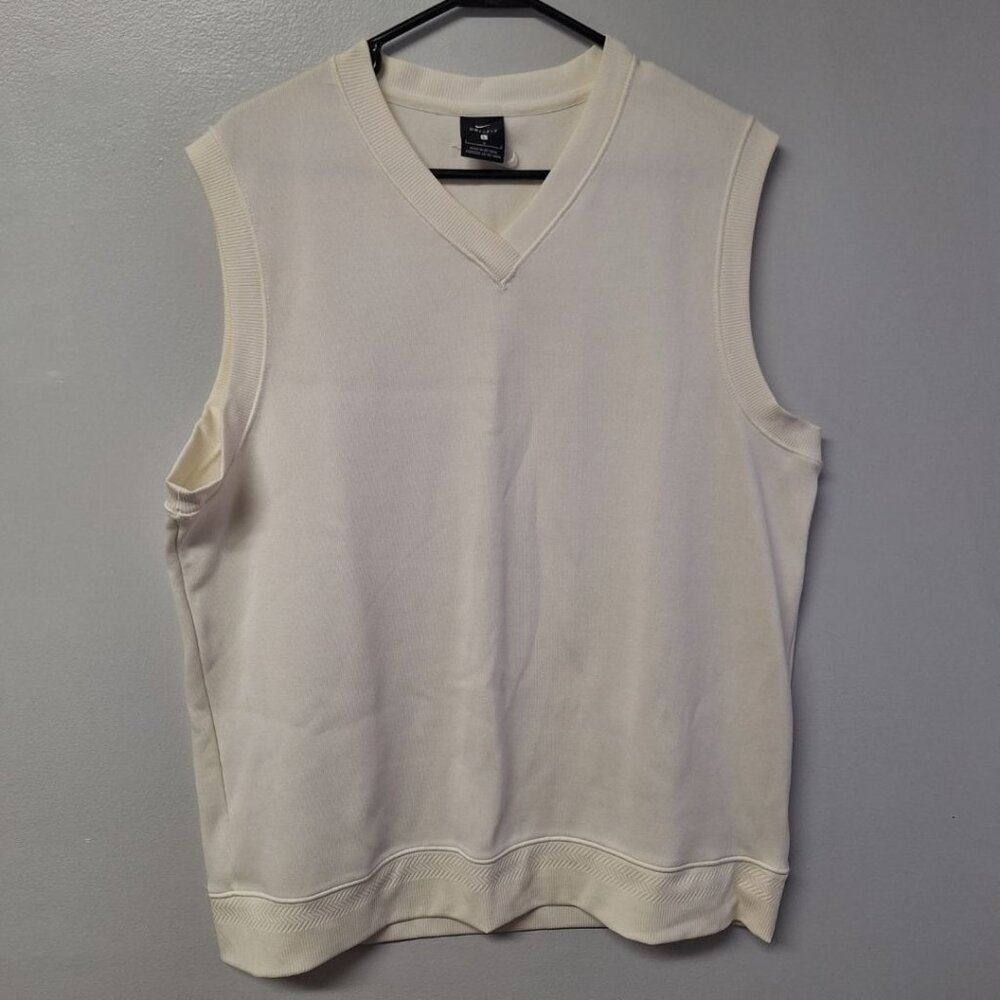 Nike Dri Fit Pullover Vest Off White Mens Large‎ Gold Preppy Club