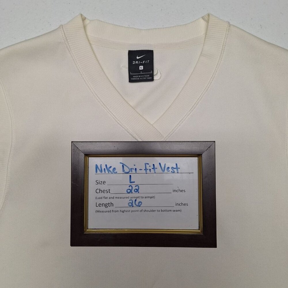 Nike Dri Fit Pullover Vest Off White Mens Large‎ Gold Preppy Club - Picture 7 of 9