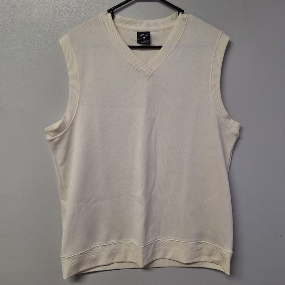 Nike Dri Fit Pullover Vest Off White Mens Large‎ Gold Preppy Club - Picture 9 of 9