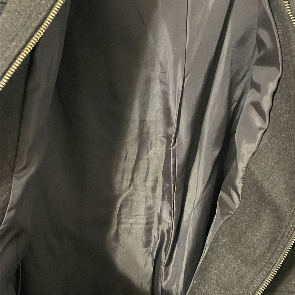 Michael Kors Wool Car Utility Pea Coat Dark Brown Hooded Size Large Gold Zipper - Picture 11 of 17