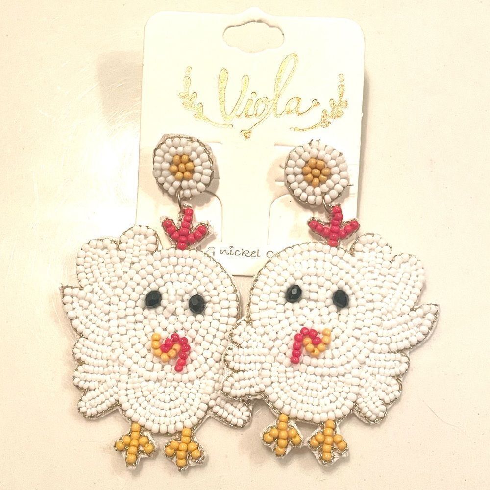 Viola Beaded Chicken earrings