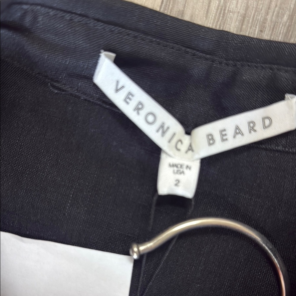 ❄️Veronica Beard Black Tie Front Shirt Dress linen - Picture 5 of 5