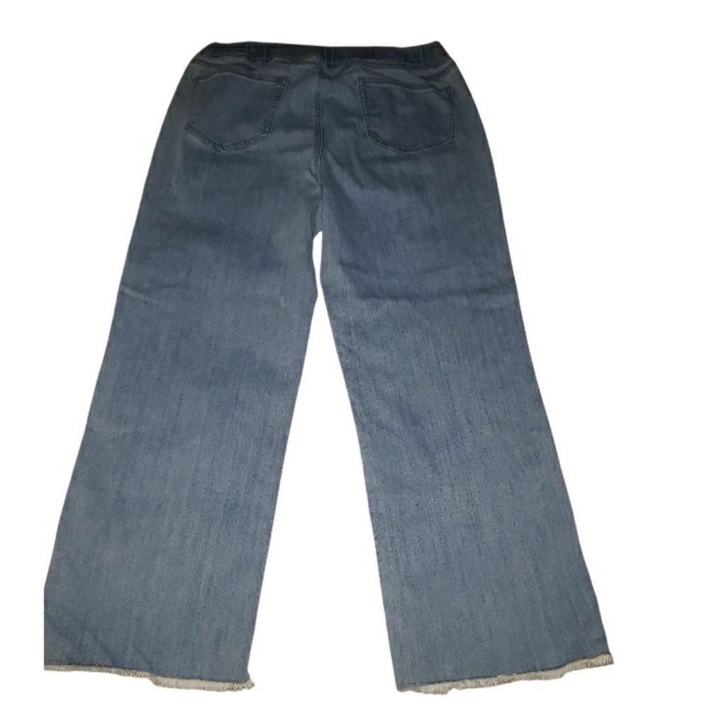 EILEEN FISHER Frayed Hem Pull-on Ankle Jeans In Frost-S - Picture 3 of 5