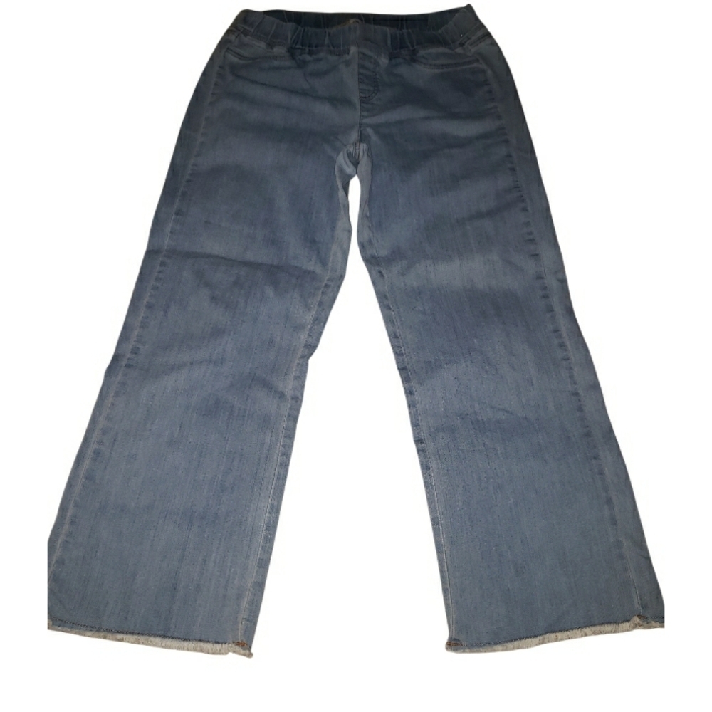 EILEEN FISHER Frayed Hem Pull-on Ankle Jeans In Frost-S - Picture 4 of 5