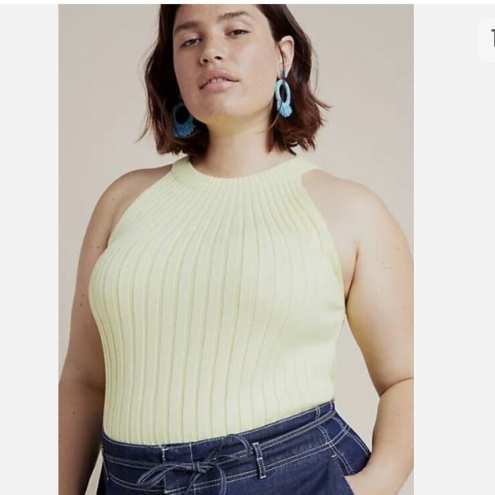 SALE! Anthropologie Rib Knit Tank Lime 2X