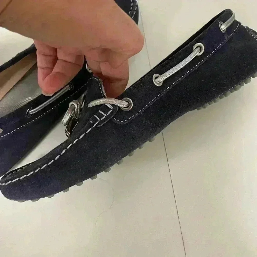 TODS Navy Blue Suede Driving Loafers - Picture 10 of 11