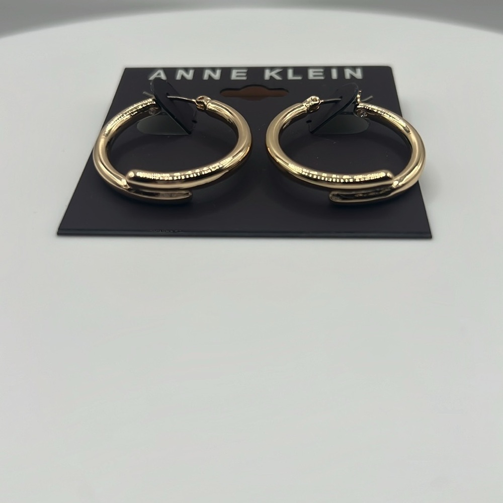 Anne Klein Gold Hoop Earrings - Picture 2 of 4