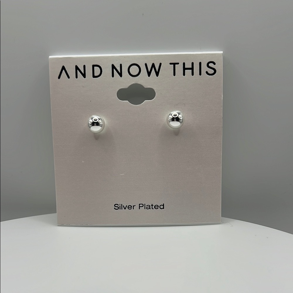 And Now This Silver Plated Ball Stud Earrings