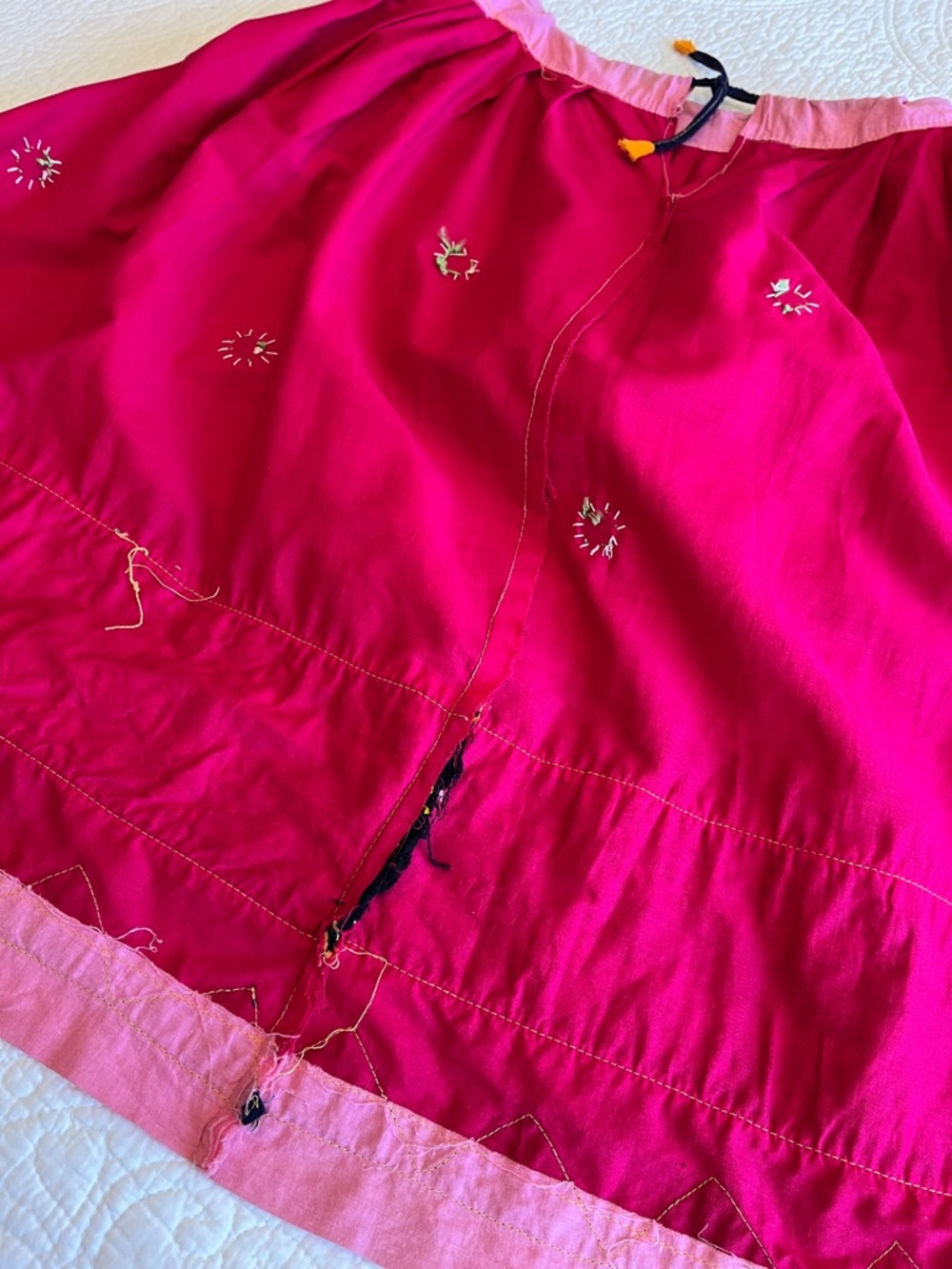 Embroidered Traditional Mirror Circle Skirt Pink Multi Women's Boho Festival - Picture 11 of 11