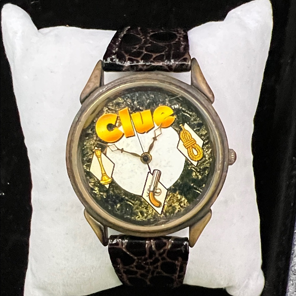 Limited Edition Clue Board Game Themed 9.75” Wristwatch New Brown Leather Strap