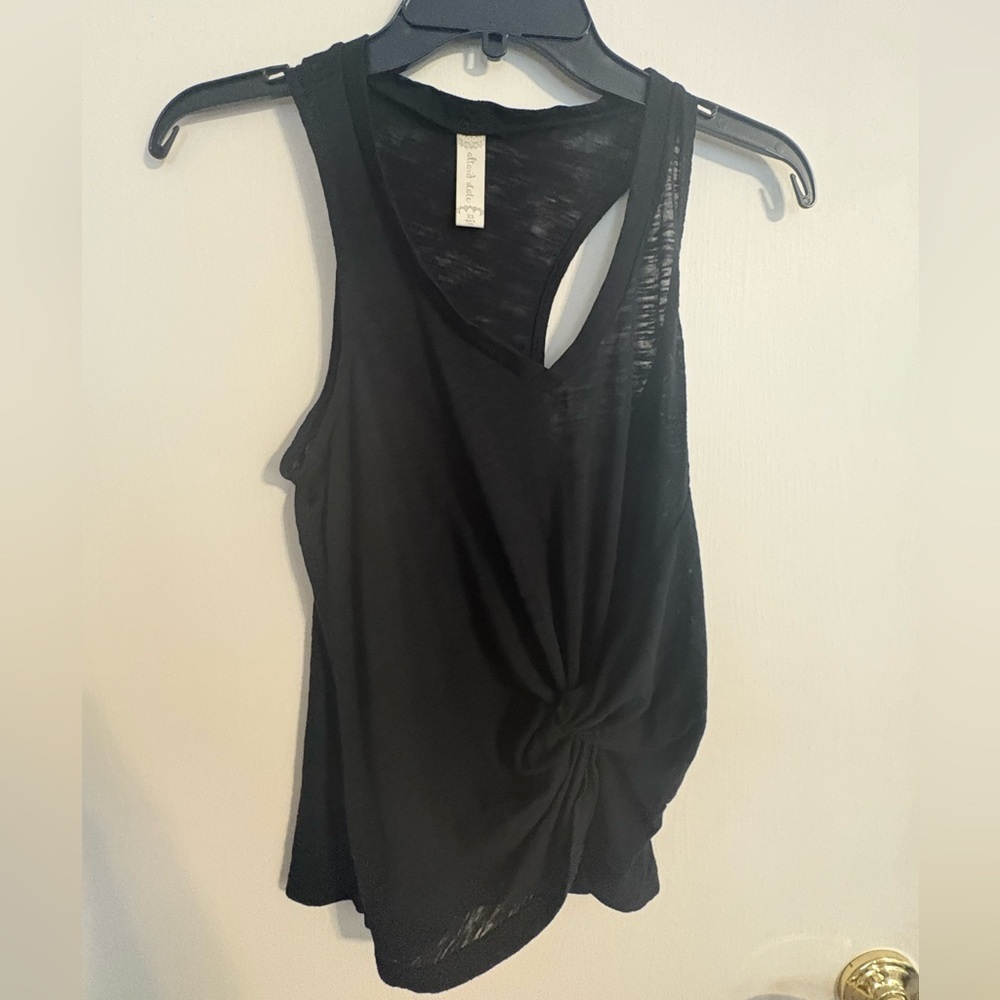 Altar'd State Black Asymmetrical Tie Front Tank Top