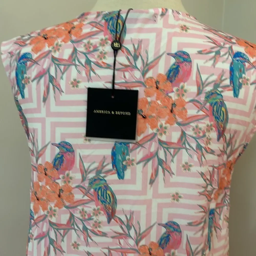 NWT AMERICA & BEYOND Hummingbird Print Maxi Dress M - Picture 11 of 13