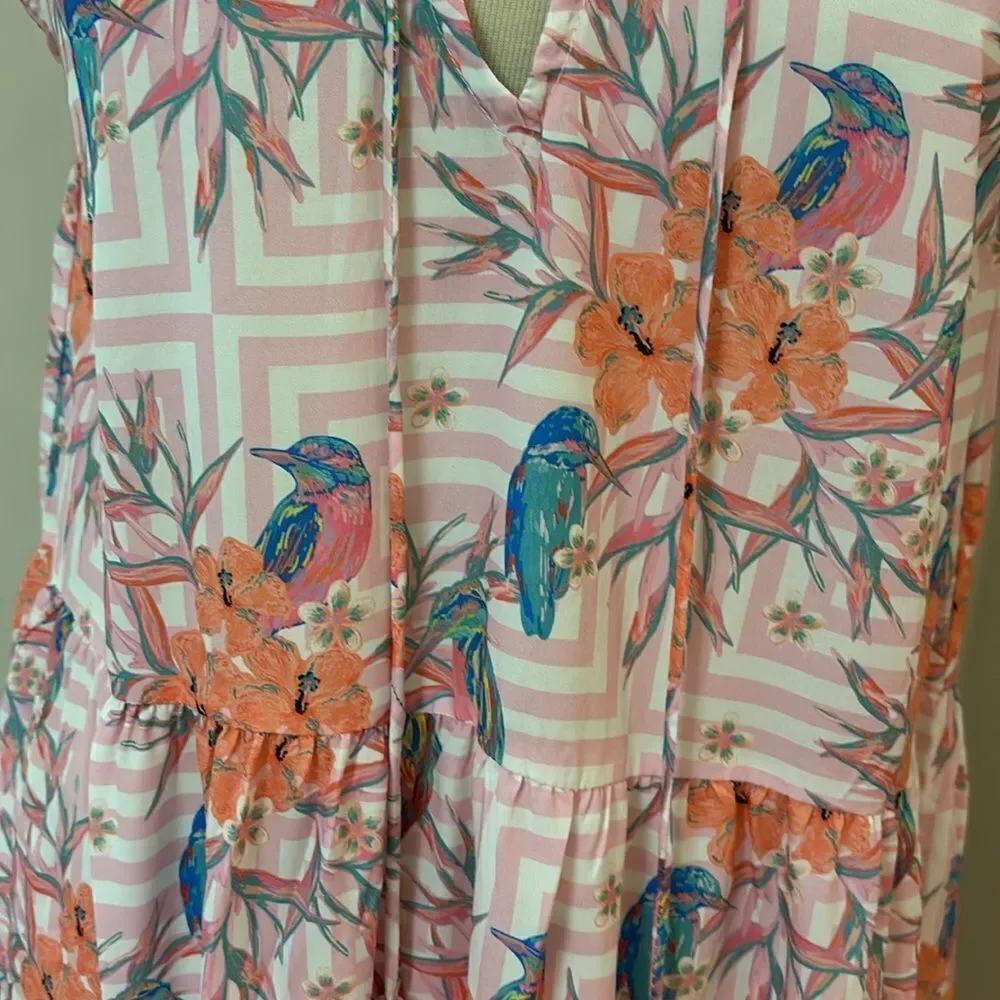 NWT AMERICA & BEYOND Hummingbird Print Maxi Dress M - Picture 6 of 13