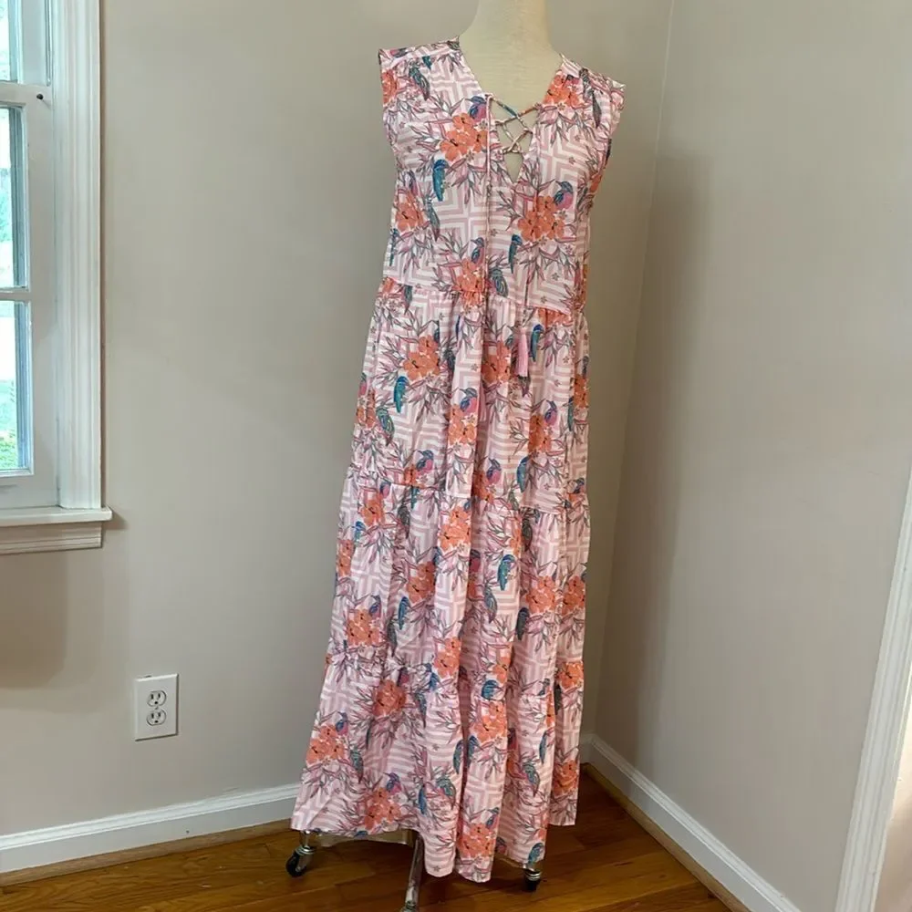 NWT AMERICA & BEYOND Hummingbird Print Maxi Dress M - Picture 4 of 13