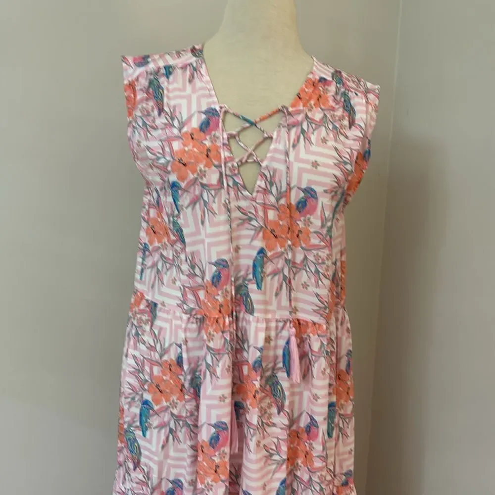 NWT AMERICA & BEYOND Hummingbird Print Maxi Dress M - Picture 5 of 13