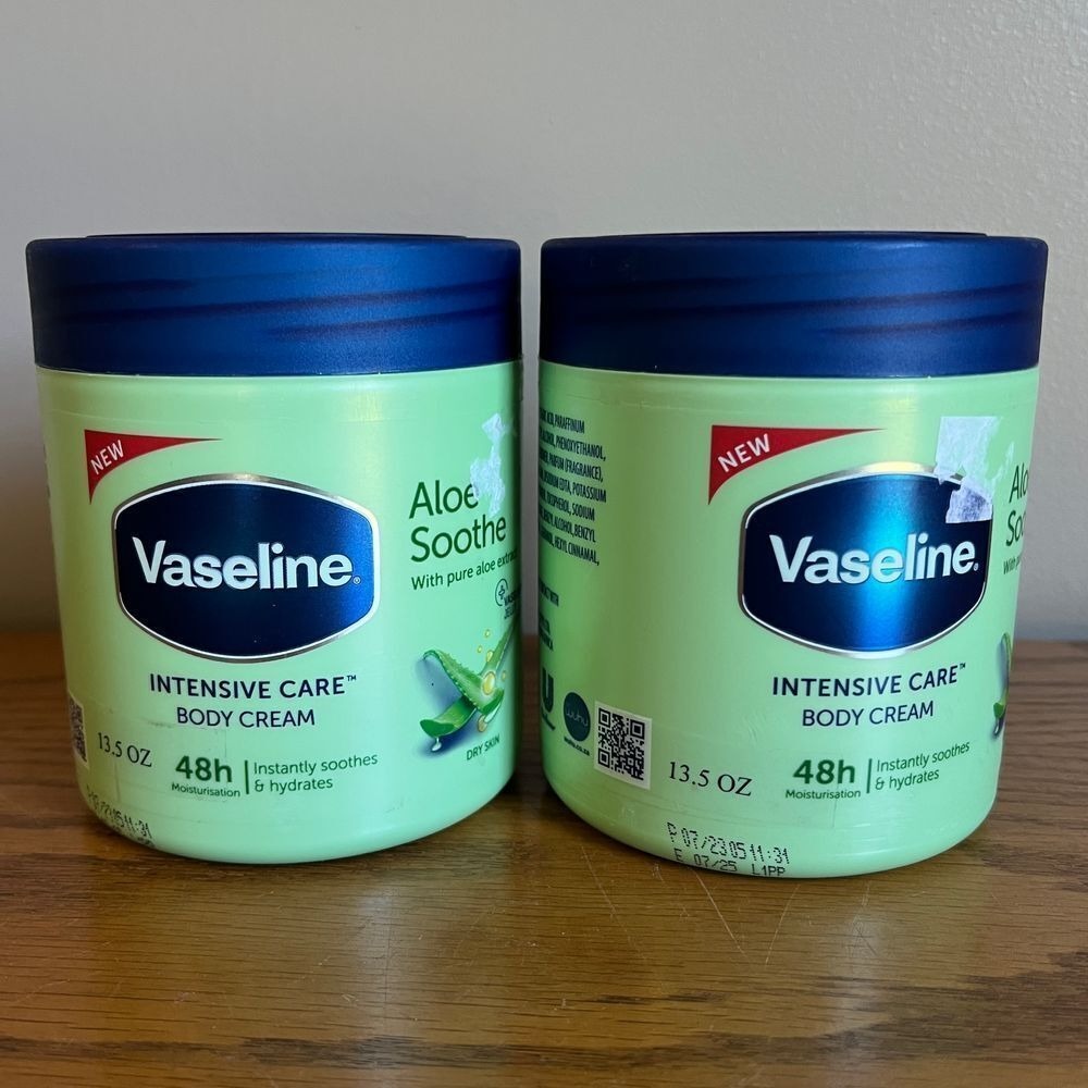 Vaseline Intensive Care Body Cream with Pure Aloe Aloe Soothe 13.5oz NEW x 2
