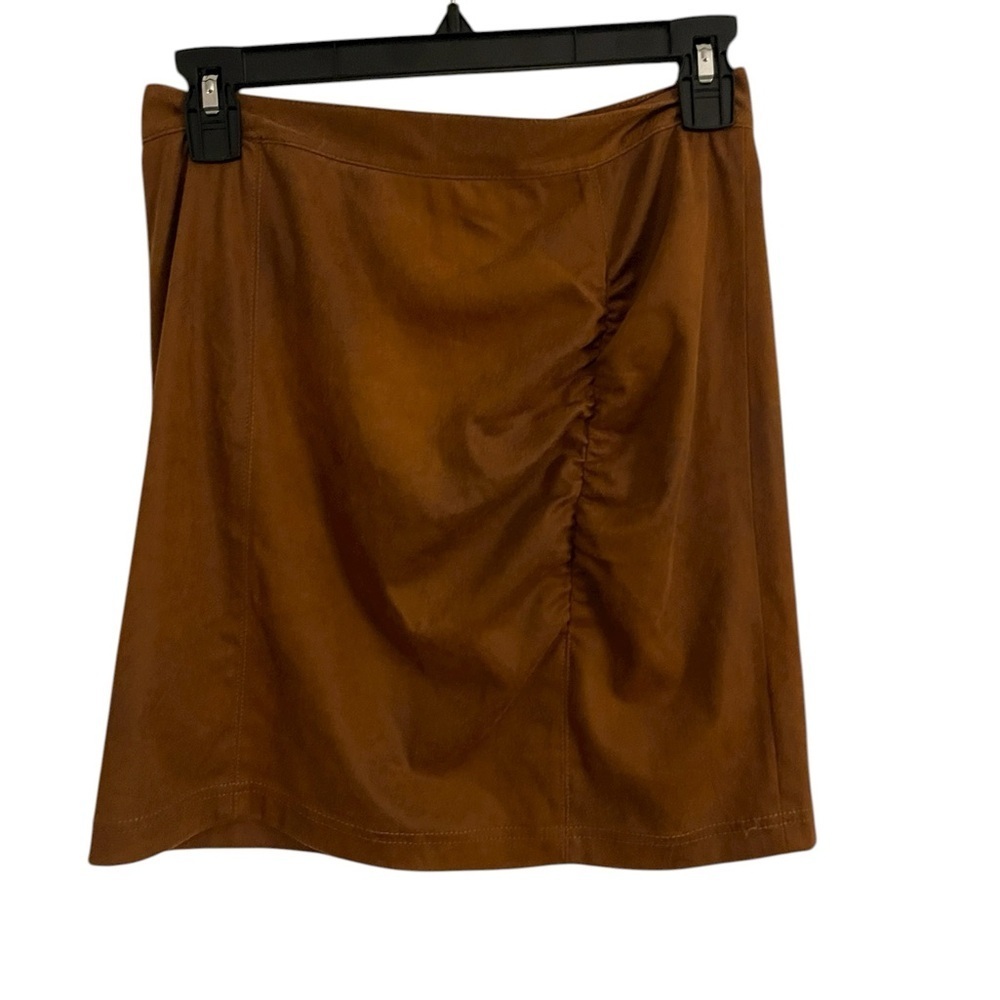 Free People Faux Suede Ruched Mini Skirt Brown Size Small (OB11011915) - Picture 6 of 7