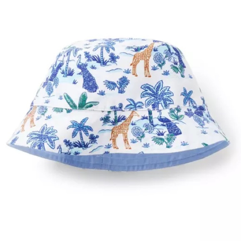 JANIE and JACK SAFARI TOILE RECYCLED REVERSIBLE BUCKET HAT