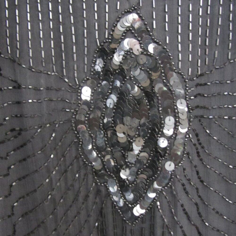 STENAY Vintage Art Deco Flapper Style Black Silk Sequins Dress - Picture 3 of 6