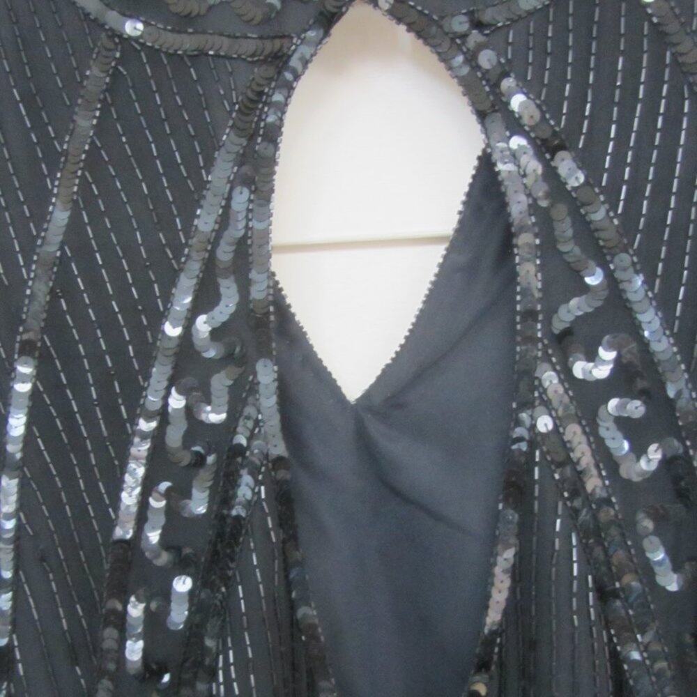 STENAY Vintage Art Deco Flapper Style Black Silk Sequins Dress - Picture 5 of 6