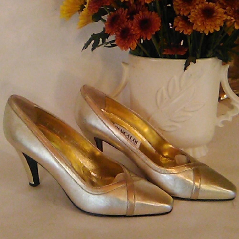 Vintage Pancaldi Heels in Gold Leather