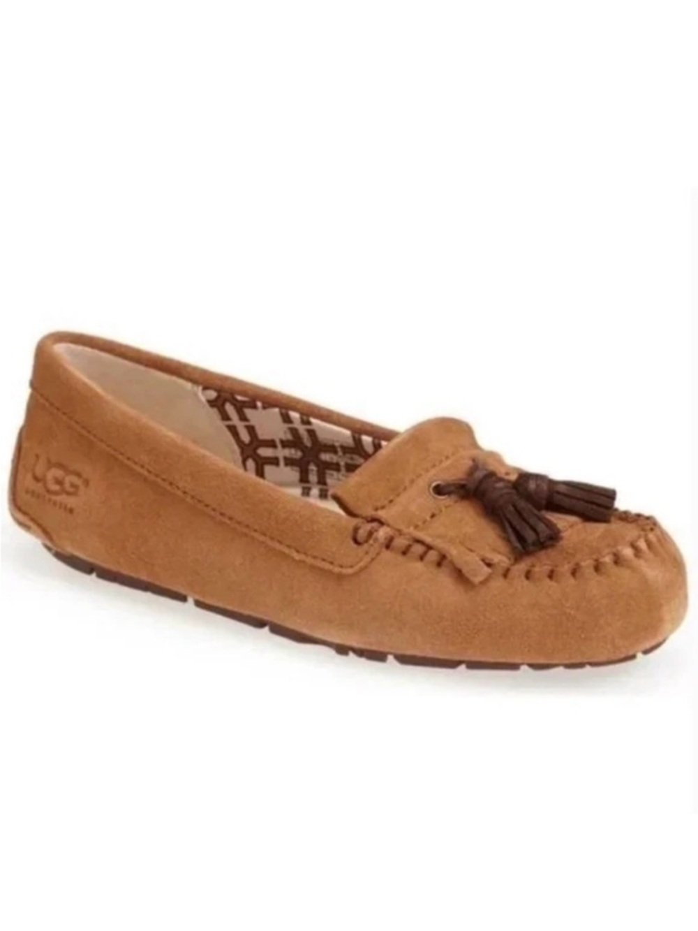 Ugg Australia Lizzy Moccasin Slip On Slippers Womens 9 Chestnut Brown Tassel