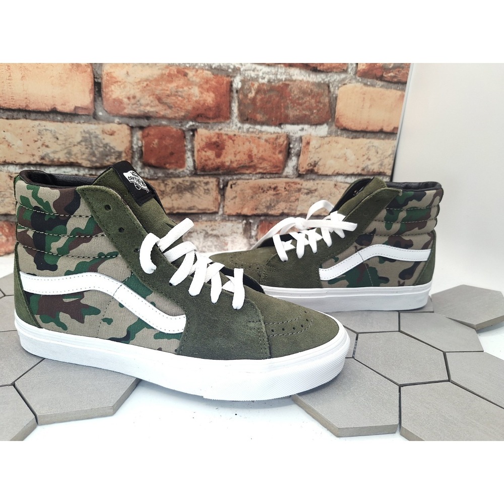 New Vans Sk8-Hi Camo Olive Green High Top Mens 6.5 / Women 8 / Kids 6.5 GS
