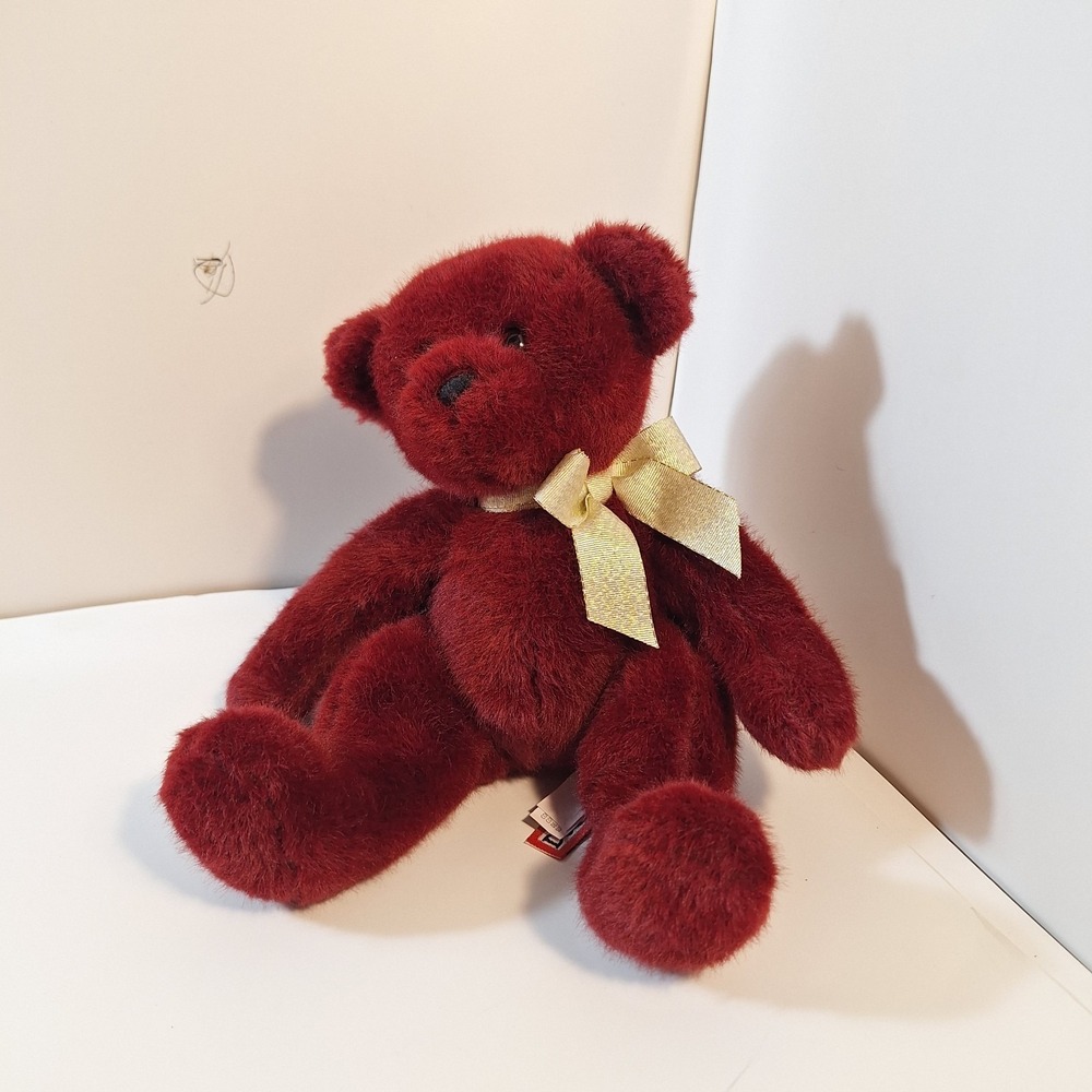 Douglas Cuddle Red Velvet Bear & Gold Tie Plush Stuffed Animal 7"