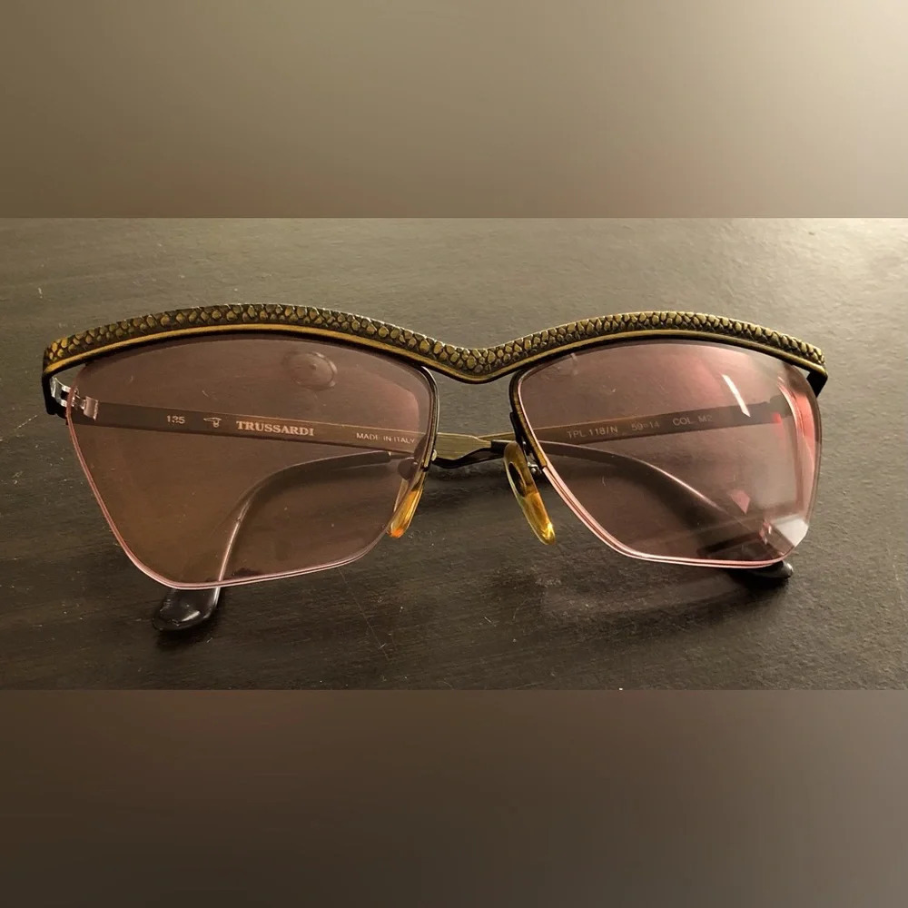 Vintage Trussardi TPL 118/N Snake Print Frame Sunglasses - Made in Italy
