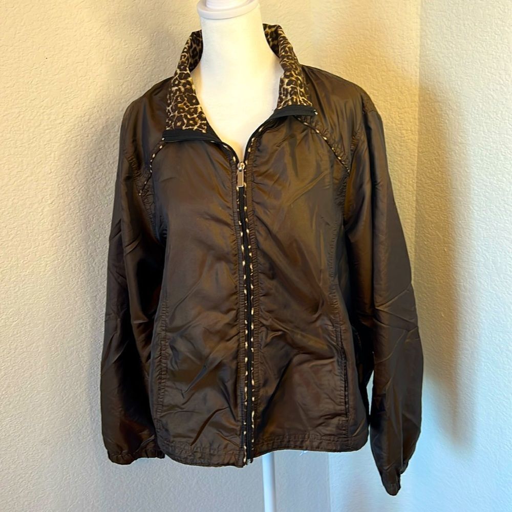 Kim Rogers Petite Chrome Brown Windbreaker Long Sleeve Jacket ~ Size Petite XL