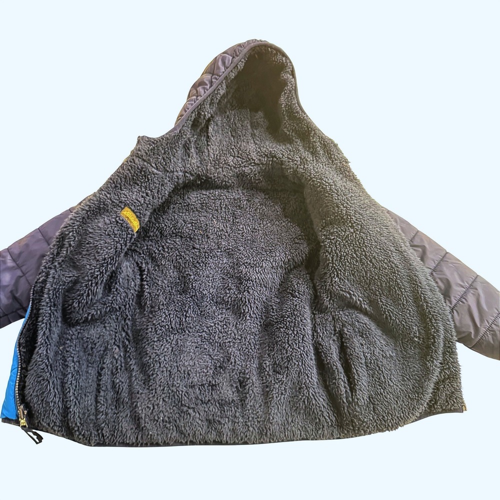 Eddie Bauer Kids XS 5/6 Blue Puffer Jacket Sherpa Lined Hooded Quilted Coat - Picture 5 of 6
