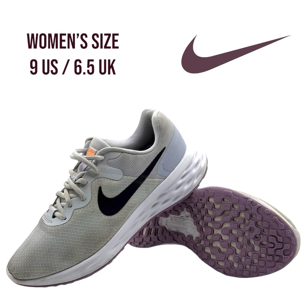 Nike Womens Revolution 6 DC3729-004 Grey‎ Purple Running Shoes Sneakers Size 9