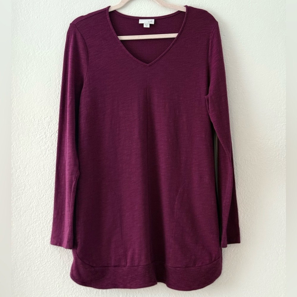 J. Jill Rich Purple Long Sleeve V-Neck Sweater Tunic Top Size M Tall