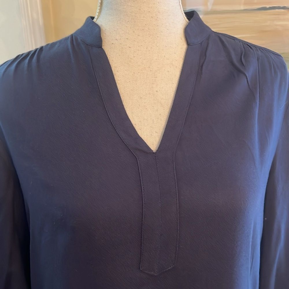 J. McLaughlin Blue Sheath Dress V-Neck 3/4 Sleeve - Picture 4 of 11