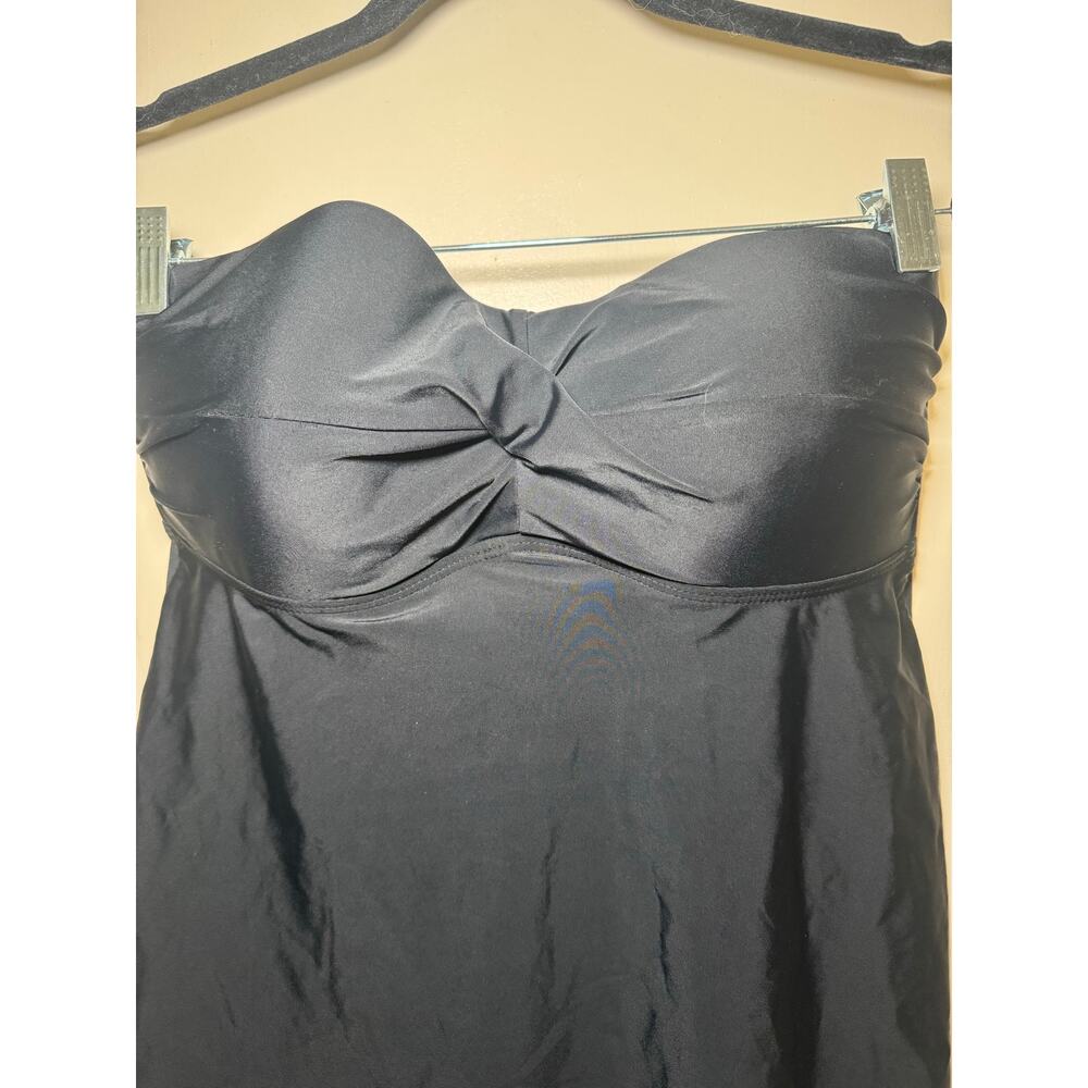 Merona ruffle edge black halter tankini top woman Large no strap - Picture 2 of 6
