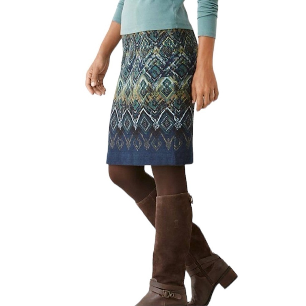 J. Jill Printed Crinkle Knit Stretch Pencil Skirt S Petite