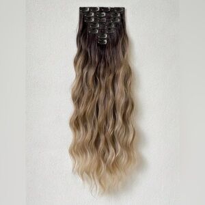 Human hair blend Clip in Wavy Hair extensions