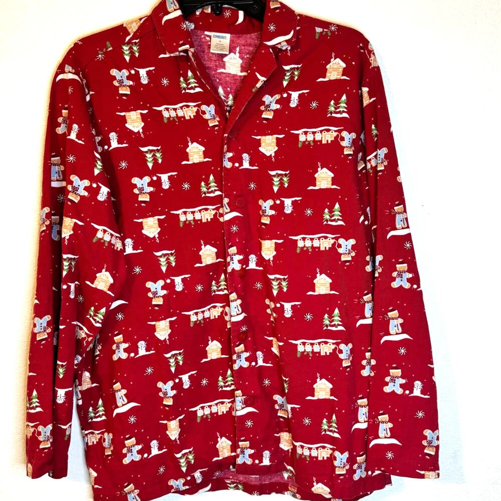 Gymboree Women's Flannel Pajama Top Red Size Small Gingerbread