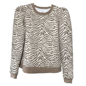 Tuckernuck Sport Quilted Zebra Print Pullover Puff Shoulders S