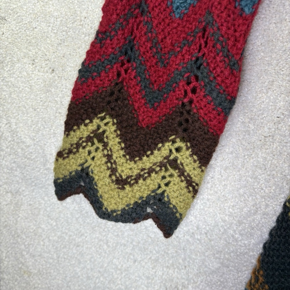 North River Colorful Chevron Long Open Cardigan Sweater Lambswool Blend Size L - Picture 7 of 8